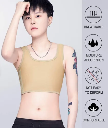 Vista 2 de Aivtalk Tomboy Chest Binder Super Flat Elastic Tank Top para lesbianas FTM Transgénero