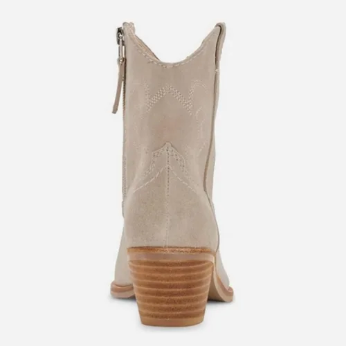Vista 6 de Coutgo Botines vaqueros para mujer, estilo vaquero, con punta puntiaguda, tacón grueso, para fiesta
