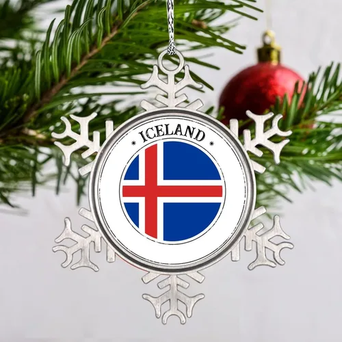 Vista 8 de Bandera de Mongolia, adornos de Navidad 2023, adorno de copo de nieve, adornos de recuerdo de ciudad de campo para árboles de Navidad, colgante