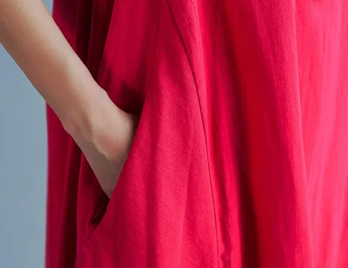 Vista 6 de GGUHHU Maxivestido holgado sin mangas de lino y algodón para mujer con bolsillos