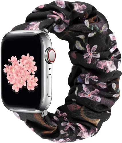 Vista 17 de Greatfine - Correa elástica para reloj Apple Watch Scrunchie de 38mm 40mm 42mm 44mm, correa elástica suave, con iWatch Series 6 SE 5 4 3 2 1, S L