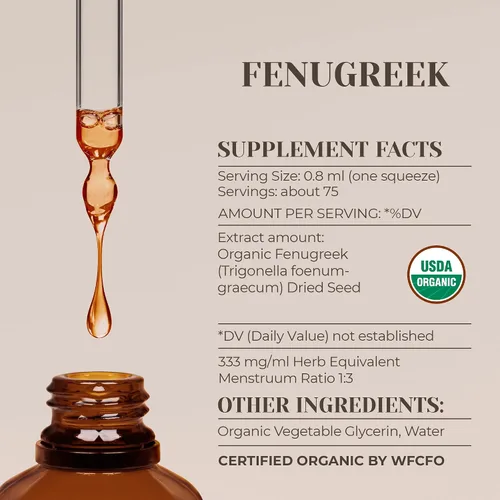 Vista 3 de Fenogreco USDA Extracto orgánico sin alcohol Suplemento dietético, tintura de alta potencia Fenogreco orgánico certificado natural