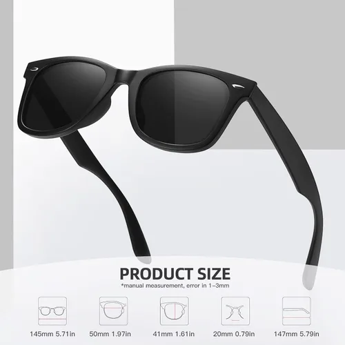 Vista 23 de MEETSUN Polarized Sunglasses for Women Men Classic Retro Square Frame Driving Sun Glasses UV Protection