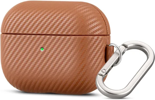 Vista 21 de Haobobro Funda de piel para AirPods Pro 3, piel seleccionada respetuosa con la piel, con textura de fibra de carbono, hecha a mano, funda rígida