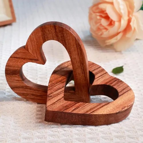 Vista 9 de Lightzz - Adorno de corazón de madera hecho a mano para compromiso, boda, aniversario, día de San Valentín, regalo de cumpleaños para ella, él