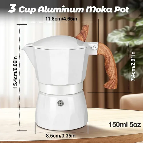 Vista 11 de Cafetera clásica de aluminio para 3 tazas Azul