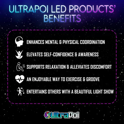 Vista 9 de UltraPoi Barra luminosa LED ultraligera (individual) - Rainbow LED para Poi Raves y conciertos