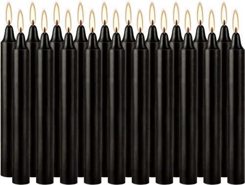 Vista 30 de Juego de 20 velas de pilar negras de 2 pulgadas de ancho x 4 pulgadas de alto, decoración elegante para el hogar, eventos y celebraciones, acabado