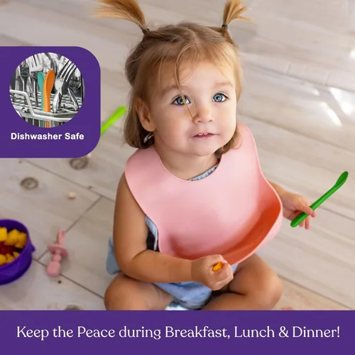 Vista 5 de Baby Spoons Cuchara de silicona para bebé de primera etapa - Utensilios para bebés de alimentación automática - Cucharas para bebés de primera etapa