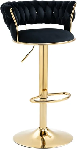 Vista 5 de Taburetes de bar de lujo, modernas sillas de bar redondas ajustables, sillas de comedor altas de cocina con reposabrazos, altura ajustable y giro