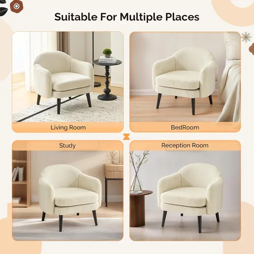 Vista 7 de VINGLI Sillón de Acento Moderno Tipo Barril de 30.3" de Ancho con Reposabrazos Track, Patas de Madera Sólida, Cómoda Silla Club Tapizada, Sofá