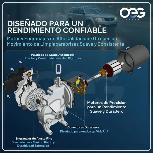 Vista 7 de OEG Parts Nuevo motor de limpiaparabrisas delantero compatible con Nissan Versa 2007-2011, Versa Hatchback 2012, Tiida 2008-11; compatible