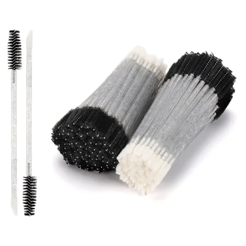 Vista 14 de 100 varitas de rímel desechables de doble extremo, cepillo de labios, aplicador de lápiz labial, carretes de cejas para extensiones de pestañas