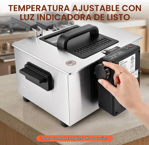 Vista 9 de Pukomc Freidora profunda con cesta 4.5L Temperatura ajustable, contenedor