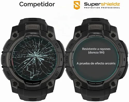 Vista 2 de Supershieldz Protector de pantalla de vidrio templado diseñado para Garmin Instinct 3 de 1.772 in (solar/amolado), antiarañazos, sin burbujas