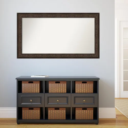 Vista 1100 de Amanti Art Espejo de pared personalizado no biselado (25 x 25 pulgadas), marco de bronce acentuado, varios tamaños personalizados, espejo de baño