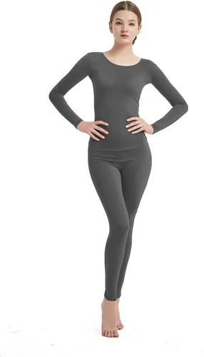 Vista 15 de Full Bodysuit Mono de una pieza para mujer de manga larga, de lycra, estilo zentai Negro