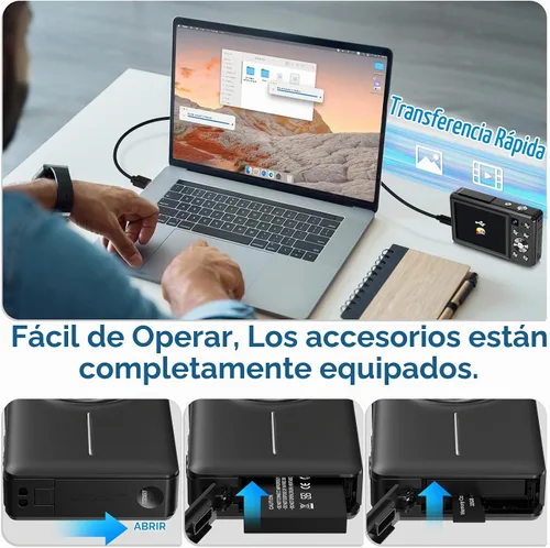 Vista 7 de Cámara digital 4K, cámara de videoblogs de 64 megapíxeles con enfoque automático y lente dual, zoom digital 16X, cámara compacta de YouTube