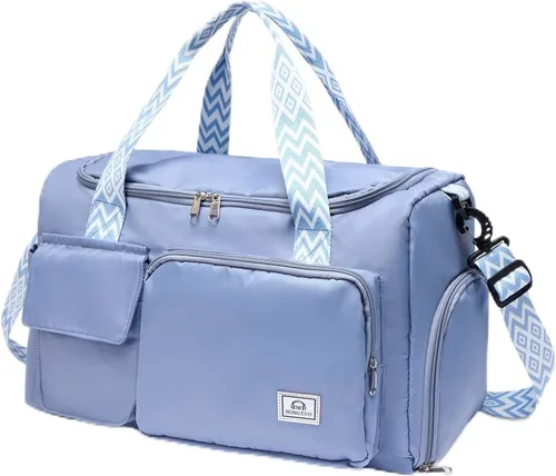 Vista 23 de Bolsa de Gimnasio Pequeña para Mujer, Bolsa de Lona de Viaje, Bolsa de Fin de Semana con Compartimento para Zapatos