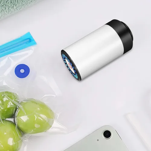 Vista 4 de Empaquetadora de vacío de alimentos de mano recargable por USB, sellador eléctrico ligero para natación, senderismo, cocina, almacenamiento