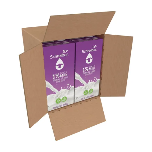 Vista 8 de Leche Schreiber 1%, Leche estable para estante, baja en grasa con vitamina A y D, 32 oz (paquete de 6)