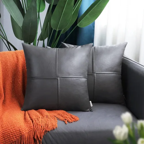 Vista 64 de BRAWARM Fundas de Almohada Decorativas de Cuero Sintético 12 X 20 Pulgadas, Fundas de Almohada Lumbar de Cuero Naranja Paquete de 2, Almohadas