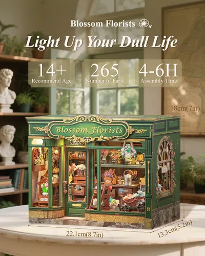Vista 2 de Cutefun Kit de rincón de libros – Kit de rincón de librería en miniatura para adultos y adolescentes, rompecabezas de madera 3D con luz LED, regalos