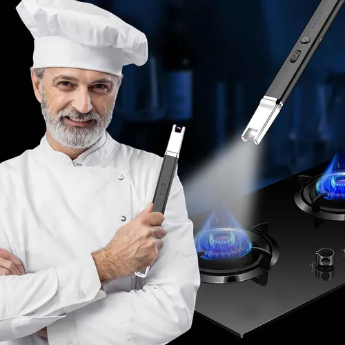Vista 7 de Jaerdhs Encendedor de velas sin llama, encendedor eléctrico USB recargable, encendedor largo ARC para vela, encendedor resistente al viento, regalo