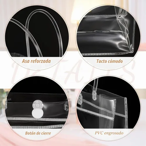 Vista 3 de Henoyso 50 bolsas de regalo transparentes, bolsa de PVC de agradecimiento