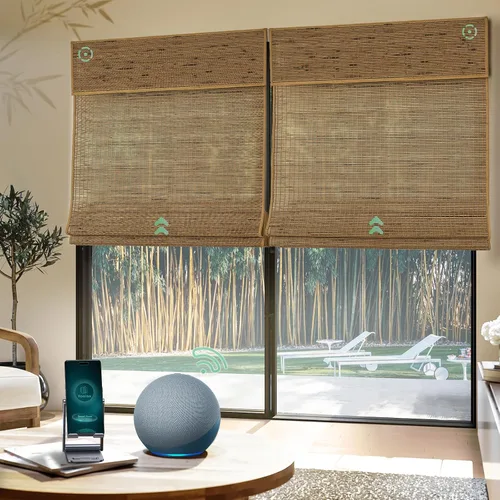 Vista 22 de Yoolax Persianas Romanas con Filtrado de Luz para Ventanas, Persianas Romanas Opacas Sin Cables, Muestra de Tela (Multicolor)