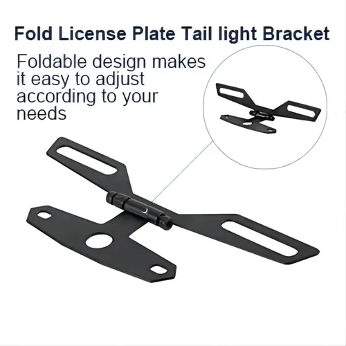 Vista 5 de Soporte ajustable para placa de matrícula de motocicleta - Soporte universal plegable para luz trasera de matrícula