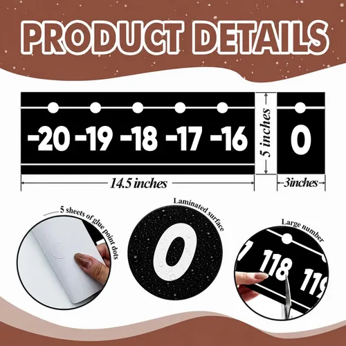 Vista 2 de YIXAXKAO 29 piezas de líneas numéricas para pared de aula, 20 a 120 líneas numéricas, borde de tablón de anuncios, color blanco y negro, decoración