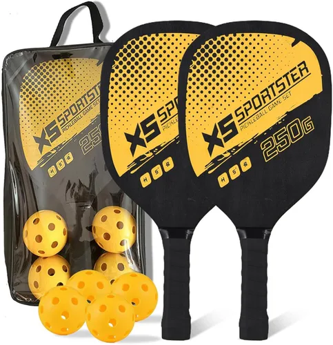 Vista 9 de Lixada Juego de palas de pickleball con 4 bolas de pickleball y bolsa de almacenamiento, raqueta de pickleball para deportes de interior y exterior