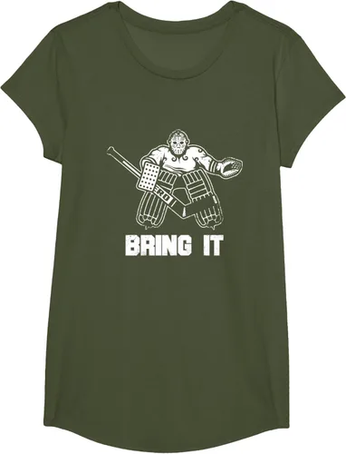 Vista 91 de Divertida camiseta gráfica de ropa de portero de hockey sobre hielo, Negro, S