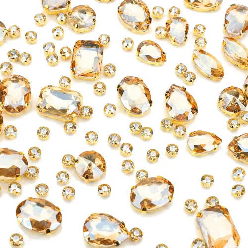 Vista 9 de Diamantes de imitación AB para coser, Choupee 130 piezas de diamantes de imitación para coser con respaldo de metal, engaste de dientes, garra