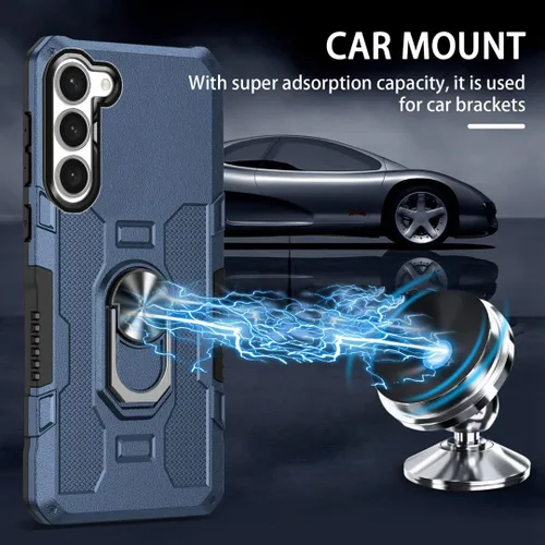 Vista 3 de Funda compatible con Samsung Galaxy S23 Plus 5G, protector de pantalla HD. Soporte magnético integrado, resistente a los golpes, de grado militar