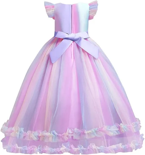 Vista 38 de Vestido de tul de unicornio arcoíris para niñas, vestido de princesa para cumpleaños, Halloween, Navidad, concurso de baile, fiesta de baile