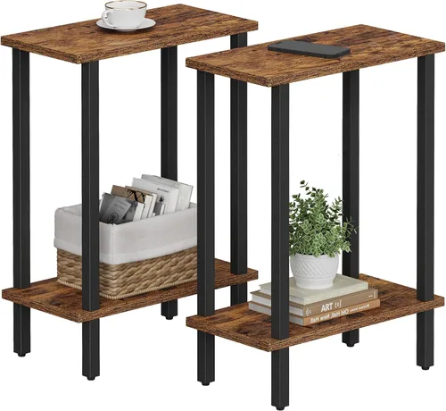 Vista 18 de TUTOTAK Mesa auxiliar pequeña, mesa de extremo estrecho, mesa de sofá delgada, mesita de noche delgada, mesa de sofá, sala de estar, dormitorio Negro