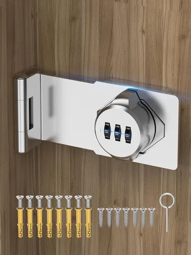 Vista 9 de Cerraduras de cerradura de contraseña para gabinete, cerradura de puerta de granero de 90 grados, cerradura de combinación de seguridad