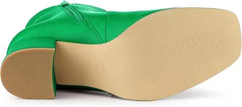 Vista 5 de Allegra K Botines de tacón con cremallera lateral y punta cuadrada para mujer
