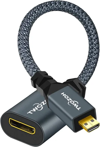 Vista 9 de Twozoh Cable adaptador HDMI macho a mini HDMI hembra, adaptador de cable HDMI macho a hembra Mini HDMI (tipo A a C) 3D/4K 1080p HDMI 2.0