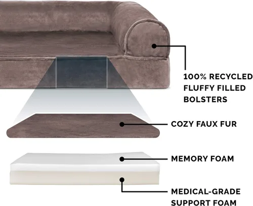 Vista 3 de Furhaven Cama para perro de espuma viscoelástica para perros medianos y pequeños con cojines extraíbles y funda lavable, para perros de hasta 35