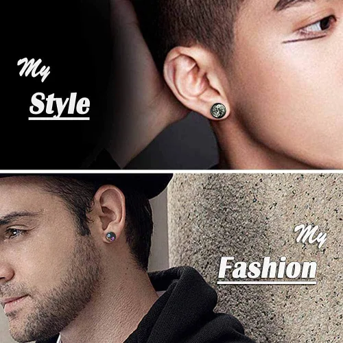 Vista 3 de FLYUN 6 pares de aretes de calavera para hombre, aretes de calibre falso, aretes de tapones falsos para hombres y hombres, aretes negros