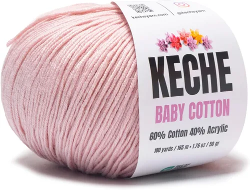 Vista 105 de Keche Algodón bebé, 60% algodón, 40% hilo acrílico, hilo de algodón suave para ganchillo y tejer, hilo amigurumi 1 madeja/bola, 1.76 oz (50 g), 180