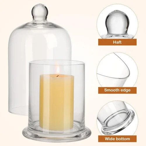 Vista 4 de EXCEART Juego de 2 velas de cristal transparente para decoración de boda, adorno transparente