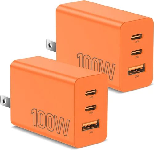 Vista 13 de Paquete de 2 bloques de cargador USB C de 100 W, adaptador de pared de Negro