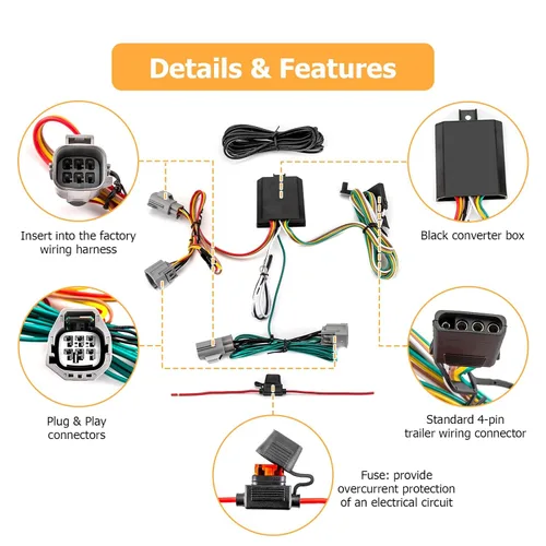 Vista 3 de WeiSen Arnés de cableado de remolque personalizado de 4 pines compatible con Dodge Nitro 2007-2012, compatible con Jeep Liberty 2008-2012