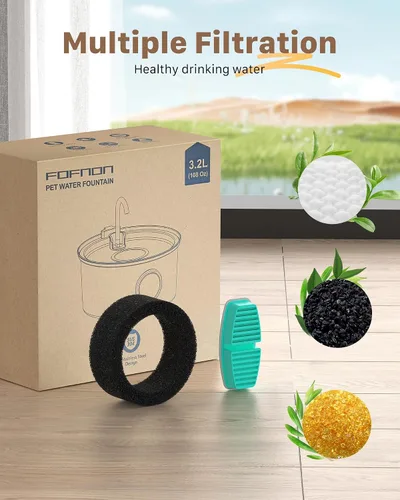 Vista 7 de Fuente de agua para gatos de acero inoxidable: fuente para gatos para beber, fuente de agua para mascotas de 108 oz/3.2 L para gatos en interiores
