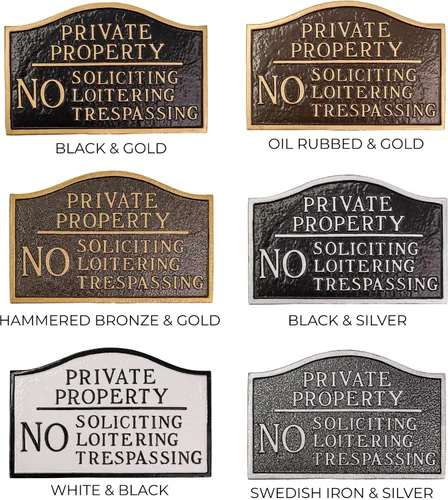 Vista 3 de Montague Metal Products - Placa de declaración de propiedad privada No Soliciting No Loitering - Placa de visualización de pared o césped - Señal