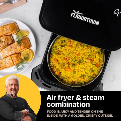 Vista 3 de Guy Fieri's Flavortown Freidora de aire de vapor de 6.5 cuartos de galón con tecnología Moisture Lock, combinación programable de vapor y freidora